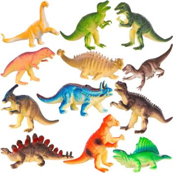 12 darabos színes Dinoszaurusz figura készlet műanyagból - fejleszti a képzelőerőt és a kézügyességet (BB-11550) (BBMJ) kép