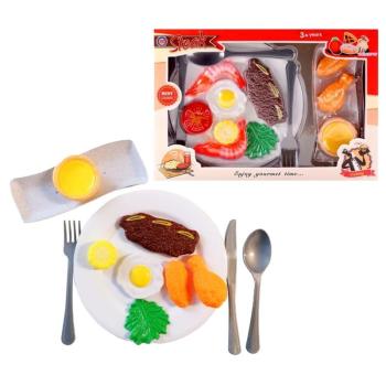 15 részes színes játék ételkészlet gyerekeknek - éttermes játék szett tányérokkal, evőeszközökkel (BBLPJ) kép