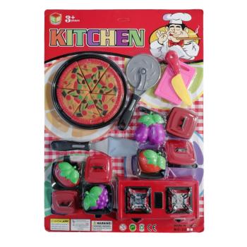 24 részes konyhai felszerelés játék tűzhellyel, edényekkel és vágható pizzával (BBJ) kép