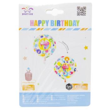 45 cm Happy Birthday fólia lufi, többféle- héliummal tölthető kép