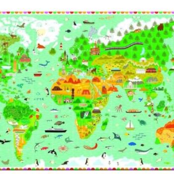 A föld térképe, 200 db-os megfigyelő puzzle - Around the world + booklet - Djeco kép