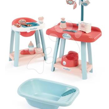 Babagondozó szett játékbabának Nursery 3in1 Écoiffier pelenkázó asztal etetőszék és kiskád bilivel 14 kiegészítővel 18 hó-tól kép