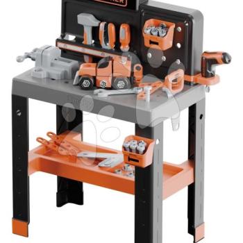 Barkácsműhely összeszerelhető kisautóval Bricolo Pro Workbench Black&Decker Smoby mechanikus fúróval és szerszámokkal szerelhető elemekkel 78 kiegészítő 75 cm magas kép