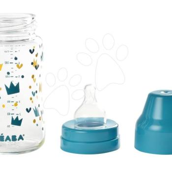 Beaba cumisüveg üvegből Crown 240 ml széles nyakkal 240 ml 911655 kék kép