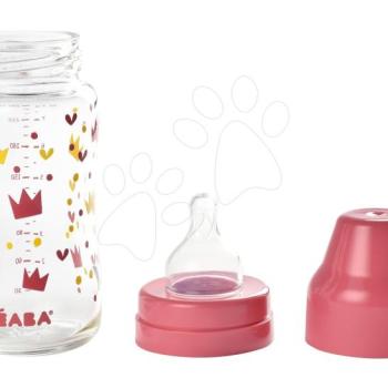 Beaba cumisüveg üvegből Crown 240 ml széles nyakkal 911654 rózsaszín kép