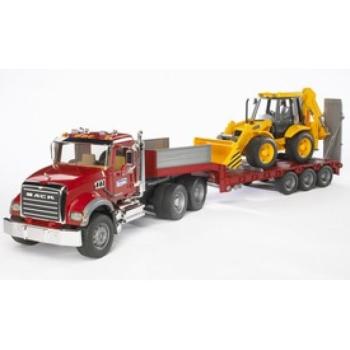 Bruder MACK Granite alacsony alvázú teherautó JCB 4CX kotrógéppel kép