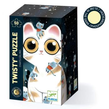 Bújós macskák - Foszforeszkáló puzzle 50 db - Cuddly cats - DJ07021 kép