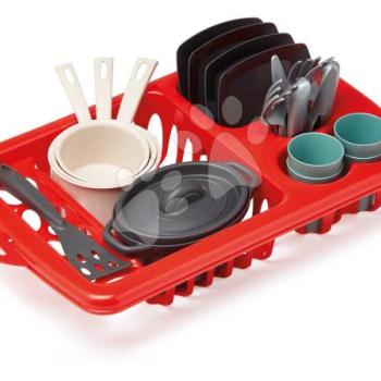 Csepegtető tálca ebédkészlettel Draining Board 100% Chef Écoiffier 34 cm tányérokkal poharakkal és evőeszközökkel 21 részes 18 hó-tól kép