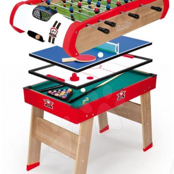 Csocsó asztal Powerplay 4in1 Smoby fából és biliárd, hoki, asztali tenisz játszó felület 94*60 cm 8 évtől kép