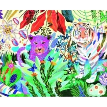 Csodás szivárány tigrisek, 1000 db-os művész puzzle - Rainbow Tigers - 100 pcs - Djeco kép