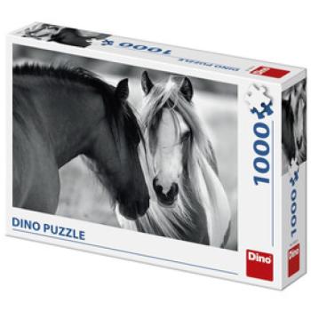 Dino Puzzle 1000 db - Lovak fekete-fehérben kép