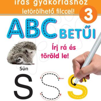 Dohány készségfejlesztő munkafüzet Írj rá és töröld le narancssárga 3-as gyakorlófüzet - ABC gyakorlása ábrákkal 505-3 kép