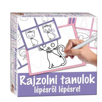 Dohány készségfejlesztő rajztábla Rajzolj rá és töröld le lila - Rajzolni tanulok lépésről lépésre állatkákat 506-3 kép