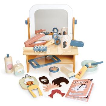 Drevený kadernícky salón pre bábiku Hair Salon Tender Leaf Toys s otočným zrkadlom a 18 doplnkami od 3 rokov TL8112 kép