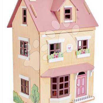 Drevený mestský domček pre bábiku Foxtail Villa Tender Leaf Toys ružový 12 dielov s nábytkom výška 71 cm TL8128 kép