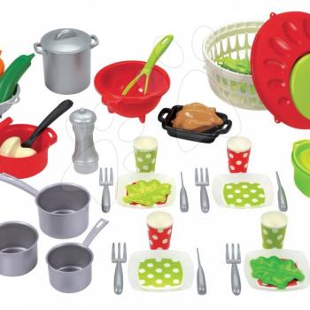 Écoiffier gyermek ebédkészlet 100% Chef 2621 zöld-piros-ezüst kép