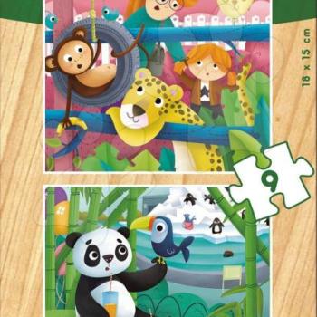 Educa gyermek fa puzzle Zoo állatkák 2x9 darabos 17616 kép