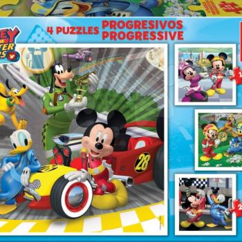Educa gyermek puzzle Mickey Roadster Racers progresszív 12-16-20-25 17629 kép