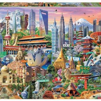 Educa puzzle Asia Landmarks 1500-darabos és fix ragasztó 17979 kép