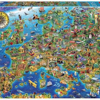 Educa puzzle Crazy European map 500 darabos és fix ragasztó 17962 kép