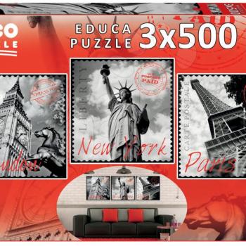 Educa puzzle Deco Big Cities 3x500 részes 17096 kép