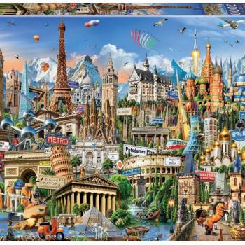 Educa puzzle Europe Landmarks 2000 darabos és fix ragasztó 17697 kép