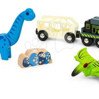 Elektronikus vonat tehervagonnal Dinosaur Battery Train BRIO fénnyel mozgással és 2 mágneses dínó figura 3 évtől BRIO0967 kép