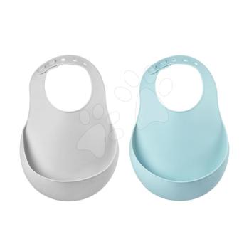 Előkék gyerekeknek Silicone Bib Beaba Light Mist&Airy Green Beaba 2 drb puha szilikonból gombokkal 0 hó-tól BE913509 kép