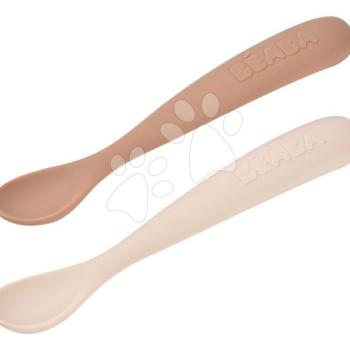 Első gyakorlókanalak First Age Silicone Spoons Clay Duo Beaba szilikonból önálló étkezéshez praktikus tárolóban 2 db barna 4 hó-tól kép