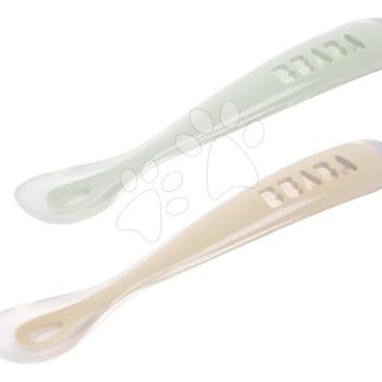 Első gyakorlókanalak First Age Silicone Spoons Clay Misty Green Duo Beaba szilikonból önálló étkezéshez praktikus tárolóban 2 db barnás-zöld 4 hó-tól kép