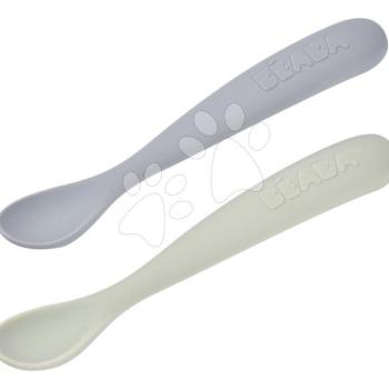 Első gyakorlókanalak First Age Silicone Spoons Nature Duo Beaba szilikonból önálló étkezéshez praktikus tárolóban 2 db zöldes-kék 4 hó-tól kép