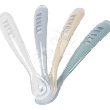 Első gyakorlókanalak First Age Silicone Spoons Pebble Cloud Blue Baltic Blue Clay Set Beaba szilikonból önálló étkezéshez 4 db 4 hó-tól kép