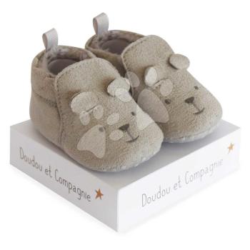 Első papucs újszülött részére Baby Socks Grey Doudou et Compagnie ajándékcsomagolásban szürke 0-6 hó kép