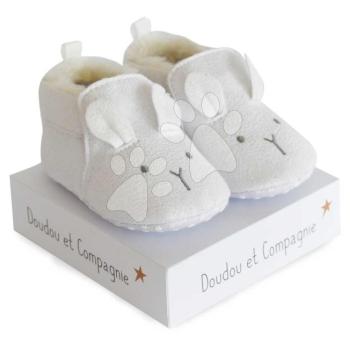 Első papucs újszülött részére Baby Socks White Doudou et Compagnie ajándékcsomagolásban fehér 0-6 hó kép