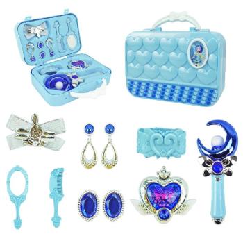 Elza hercegnős szépítkező készlet bőröndben kislányoknak - zenélő és világító varázspálcával, fésűvel, tükörrel és ékszerekkel (BBLPJ) kép