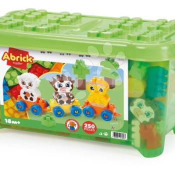 Építőjáték dobozban vonattal és állatokkal Abrick Écoiffier 250 színes kocka 18 hó-tól kép