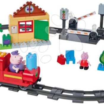 Építőjáték elektronikus Peppa Pig Train Fun PlayBig Bloxx Big vasút hanggal és 2 figurával 55 darab 1,5-5 évesnek kép