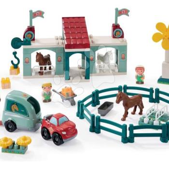 Építőjáték istálló szélmalommal Hippies Centre Abrick Écoiffier lovacskákkal autóval és 2 figurával 18 hó-tól kép