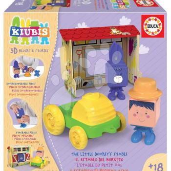 Építőjáték Kiubis 3D Blocks & Stories The Little Donkey´s stable Educa 2 figura traktorral és istállóval 24 hó-tól kép
