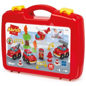 Építőjáték kofferben Tűzoltóság Firefighter Suitcase Abrick Écoiffier 40 kiegészítő figurával és 4 járművel 18 hó-tól kép