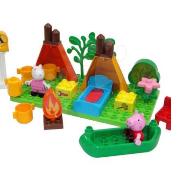 Építőjáték Peppa Pig Camping szett PlayBIG Bloxx BIG 25 darabos természetben 2  figurával 1,5-5 éves korosztálynak kép