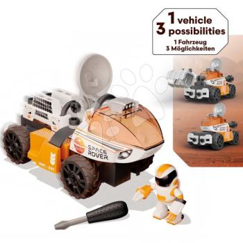 Építőkészlet űrautó 3in1 Space Rover Discovery Set Smoby 50 darabos csavarhúzóval és űrhajós figura mozgatható végtagokkal kép