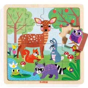 Erdei állatkák - 16 db-os fa puzzle -Puzzle Forest - Djeco kép