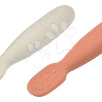 Ergonomikus gyakorlókanalak Silicone Pre-Spoons Terracotta Velvet Grey Beaba szilikonból önálló étkezéshez 2 db 4 hó-tól kép