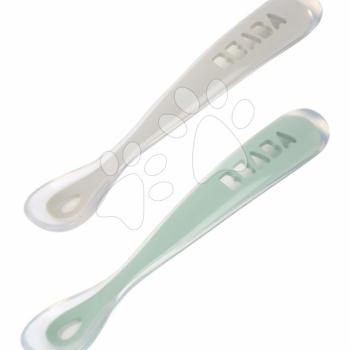 Ergonomikus kanalak 1st Age Silicone Spoons Beaba Grey & Sage szilikonból egyedüli étkezéshez 2 drb 4 hó-tól BE913552 kép