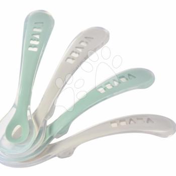 Ergonomikus kanalak 2nd Age Silicone Spoons Beaba Velvet Grey & Sage Green szilikonból egyedüli étkezéshez 4 drb 8 hó-tól BE913555 kép