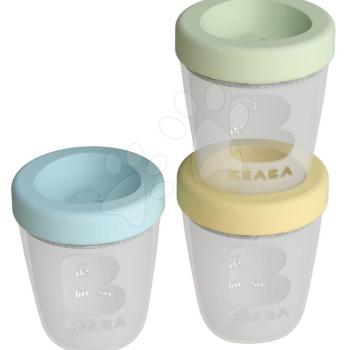 Ételtároló doboz Beaba Silicone portions Spring 3x200 ml szilikon poharak kék sárga zöld 0 hó-tól kép