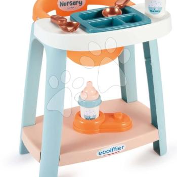 Etetőszék Baby High Chair Vert Azur Écoiffier kiegészítőkkel 30 cm játékbaba részére 18 hó-tól kép
