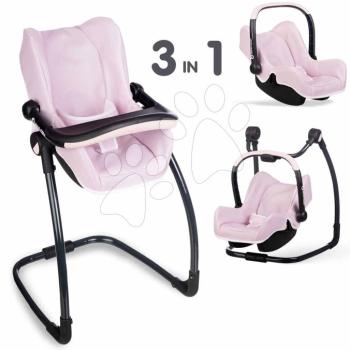 Etetőszék hintával és autósüléssel Highchair Pink Maxi Cosi&Quinny Smoby hármaskombináció biztonsági övvel 42 cm babának kép