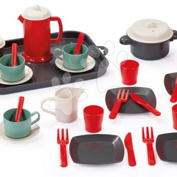 Étkészlet kávéfőzővel 100% Chef Écoiffier 35 részes tálcán tányérok evőeszközök és fazekak 18 hó-tól kép